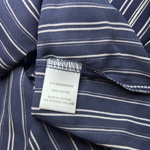 NWT Always Indigo Blue Stripped Button Up Womens Small Created In L.A - Picture 9 of 11